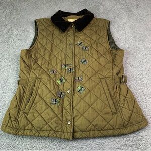 L.L. Bean Brown Quilted Vest with Black Collar Size L